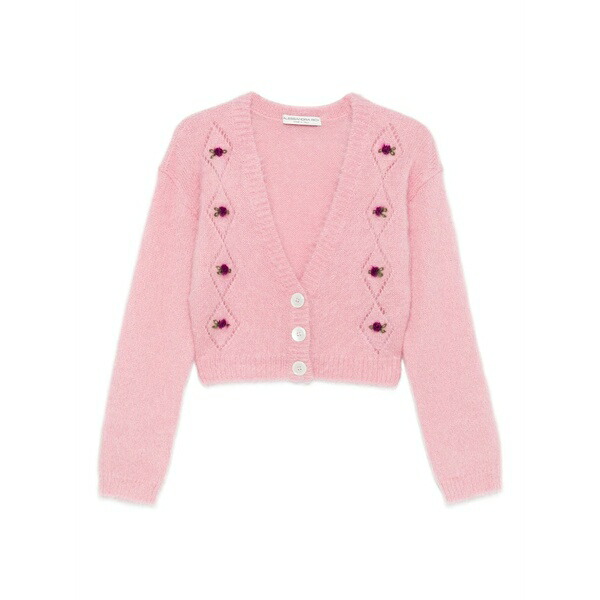 アレッサンドラ・リッチ レディース ジレー アウター Rose-embroidered button cardigan Pink