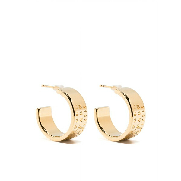 マルタンマルジェラ レディース ピアス&イヤリング アクセサリー Numeric-engraved hoop earrings Gold|asty