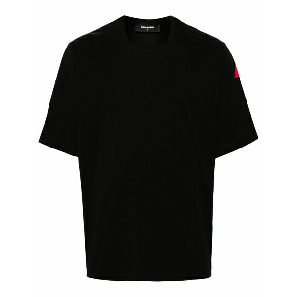 ディースクエアード メンズ プルオーバー トップス Logo-print cotton t-shirt Black
