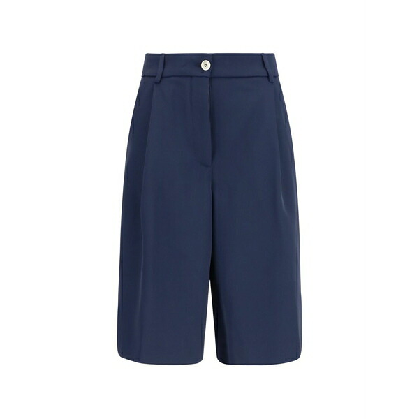 クルーナ レディース 心地好いズボン下 ボトムス Pleated buttoned shorts Blue