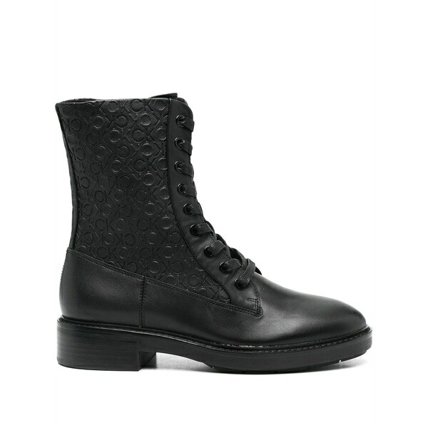 カルバンクライン レディース ブーツ シューズ Leather logo boots Black