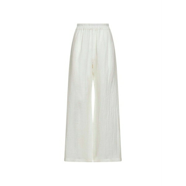 マウリツィオ レディース カジュアルパンツ ボトムス Crinkled wide-leg trousers White|asty