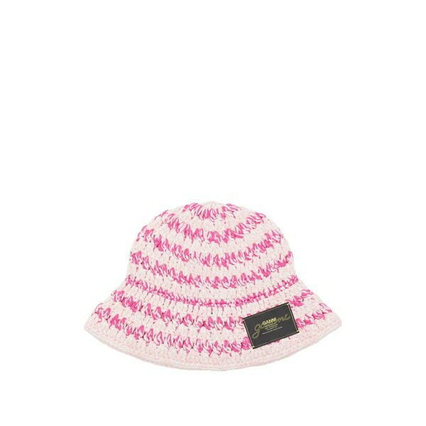ガニー レディース 帽子 アクセサリー Crochet-knit bucket hat Pink｜asty