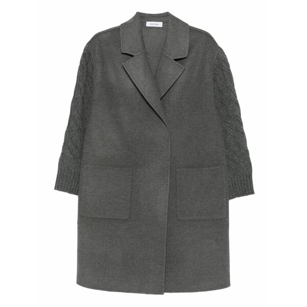 グランサッソ レディース 厚地の外套 アウター Cable-knit panelled coat Grey
