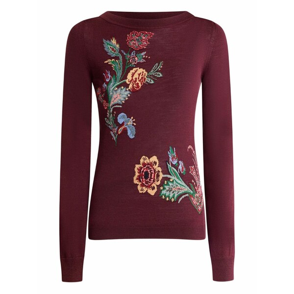 エトロ レディース 編み物\u0026スウェーター アウター Jacquard floral-embroidered sweater Red