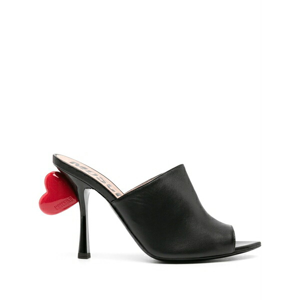 モスキーノ レディース サンダル シューズ 100mm heart-detail leather mules Black｜asty