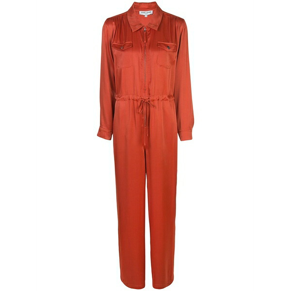 開会式 レディース 衣装 トップス Zip-front long-sleeve jumpsuit  Orange