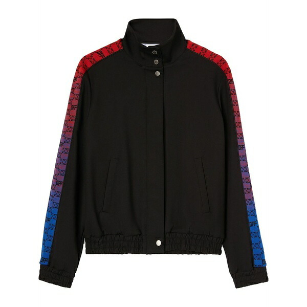 象牙色 レディース 編み物\u0026プルオーバー アウター Monogram-band track jacket Black