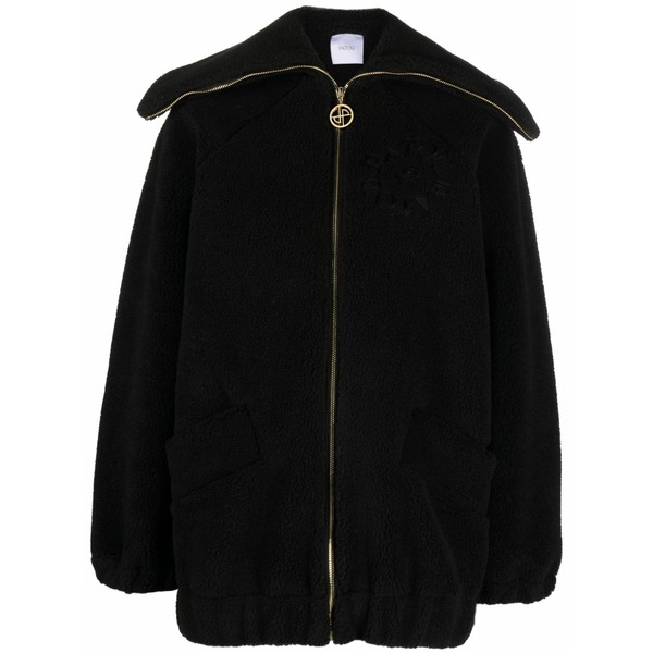 ジャンパトゥ レディース 上衣＆上衣 アウター Logo-embroidered fleece jacket Black
