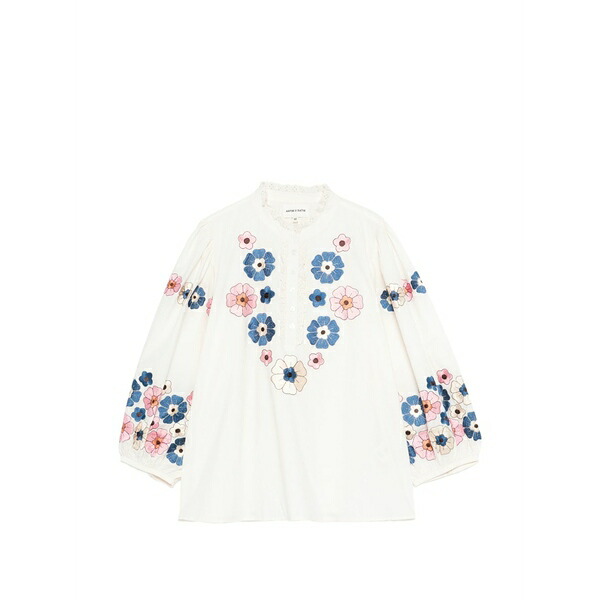 アンティックバティック レディース シャツ トップス Amantina floral-embroidered blouse Neutrals