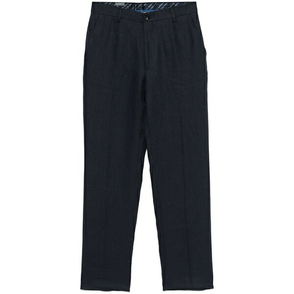 エトロ メンズ カジュアルパンツ ボトムス Linen tapered-leg trousers Blue