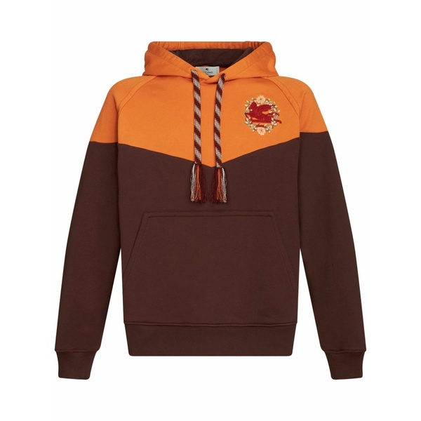 エトロ メンズ パーカー・スウェットシャツ アウター Pegaso-embroidered cotton hoodie Brown