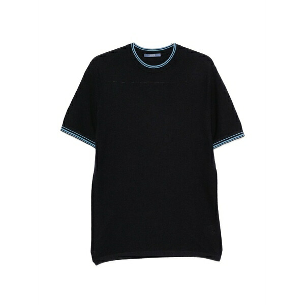 ピープル オブ シブヤ メンズ Tシャツ トップス Contrast-trim short-sleeve t-shirt Blue|asty