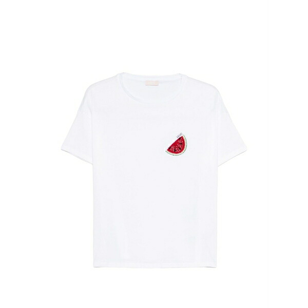 リュージョー レディース プルオーバー トップス Crew-neck embroidered t-shirt White