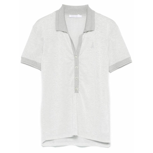 パトリツィア ペペ レディース スポーツシャツ トップス Lurex polo shirt Silver