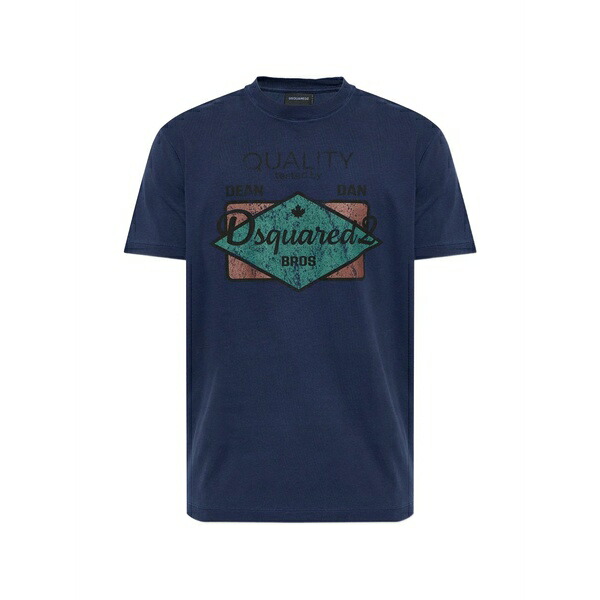 ディースクエアード メンズ プルオーバー トップス Front-print t-shirt Blue