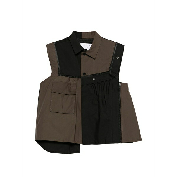 サカイ レディース シャツ トップス Sleeveless pocket shirt Green|asty