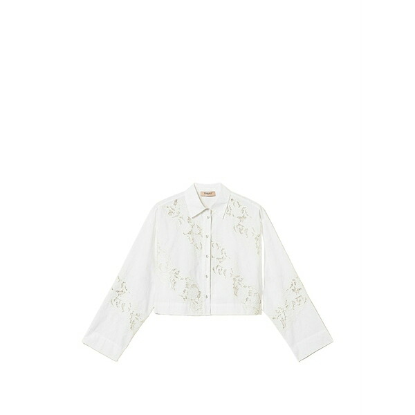 ツイン仕掛ける レディース プルオーバー トップス Lace-details shirt White