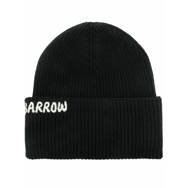 バロウ メンズ 鳥打ち帽 付属物 Ribbed-knit beanie hat Black