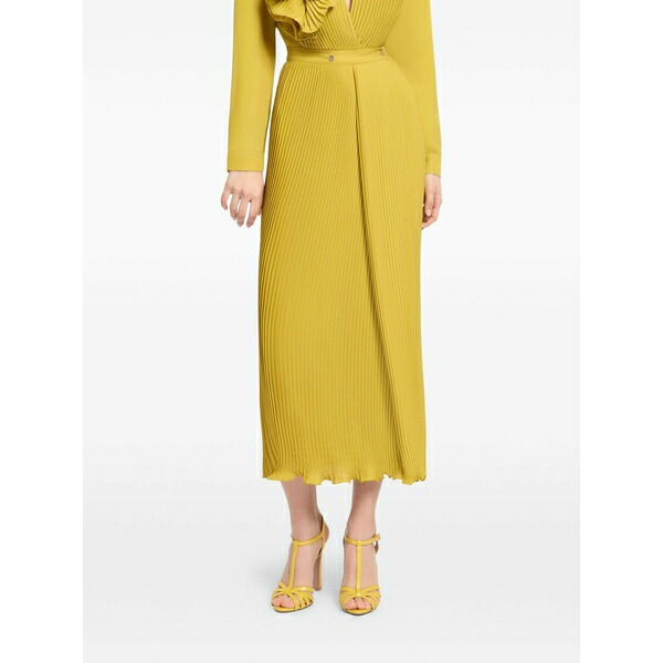 エリー 奉公 レディース スコート ボトムス Pleated chiffon skirt Yellow