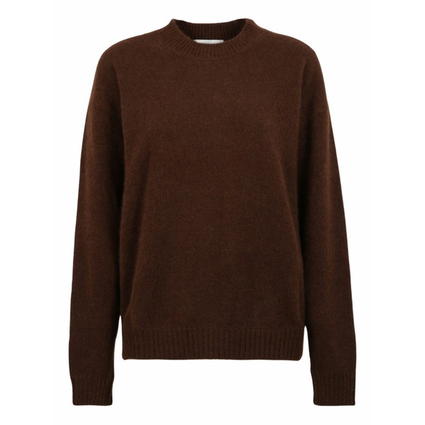 ラネウス レディース 編み物\u0026プルオーバー アウター Crew-neck ribbed sweater Brown
