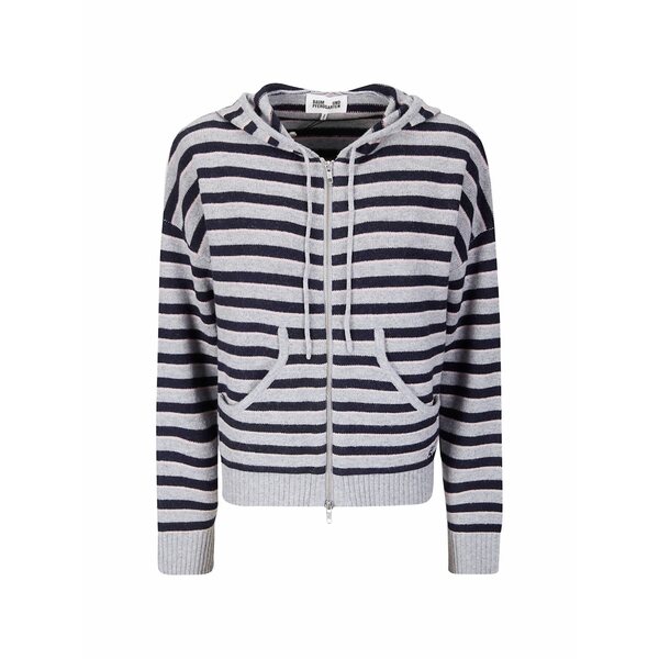 バウムウンドヘルガーデン レディース パーカー・スウェットシャツ アウター Calley striped-pattern hoodie Grey|asty