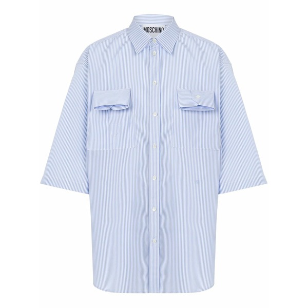 モスキーノ メンズ プルオーバー トップス Appliqu??-detail shirt Blue