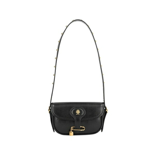 バリー レディース ショルダーバッグ 御徒面子 Safety-pin-detail leather shoulder bag Black