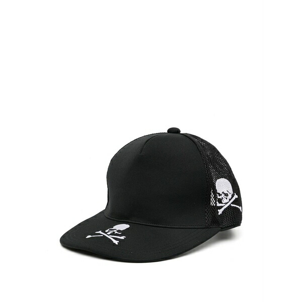 マスターマインド・ジャパン メンズ 帽子 アクセサリー Skull-embroidered mesh cap Black|asty