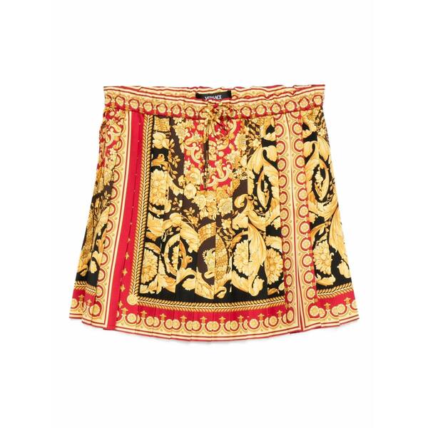ヴェルサーチ レディース スコート ボトムス Barocco-print pleated mini skirt Black