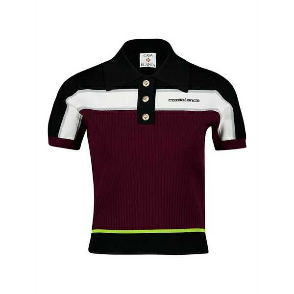 カサブランカ レディース スポーツシャツ トップス Stripe-detail polo shirt Red