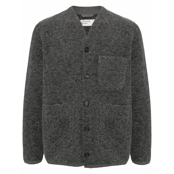 ユニバーサルワークス メンズ カーディガン アウター Fleece cardigan Grey｜asty