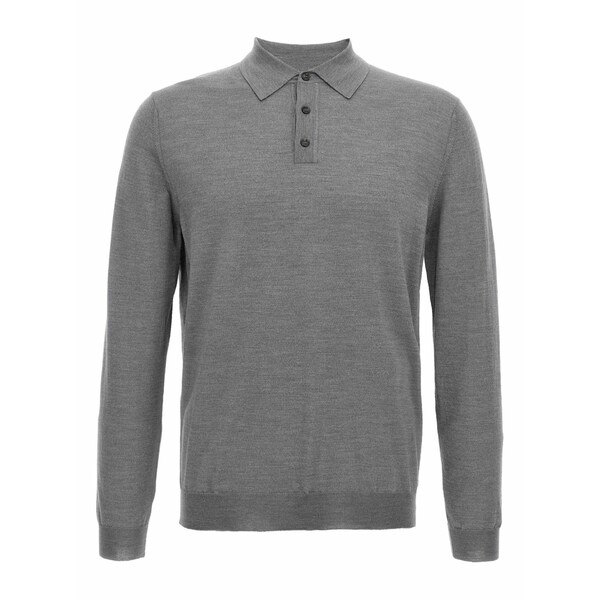 ザノーネ メンズ ポロシャツ トップス Long-cuffed polo shirt Grey|asty