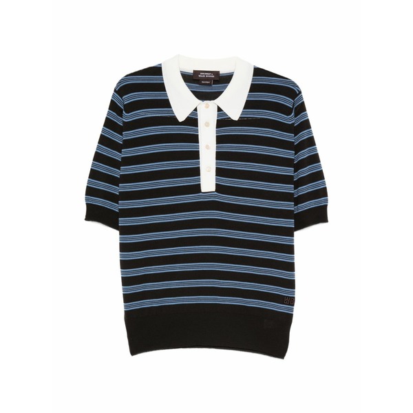 ウェールズ ボナー レディース スポーツシャツ トップス Breeze striped-pattern polo shirt Brown