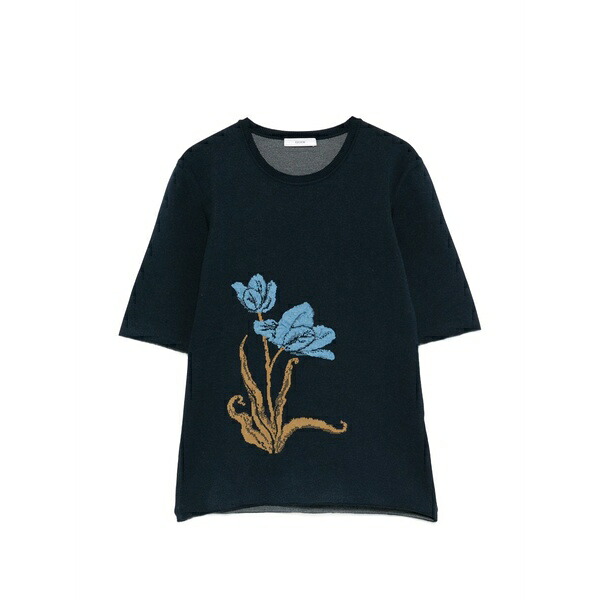 アーデム レディース プルオーバー トップス Floral-motif knitted t-shirt Blue