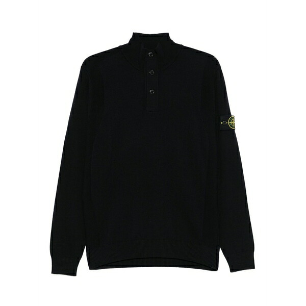 ストーンアイランド メンズ 編み物\u0026プルオーバー アウター High-neck button sweater Blue