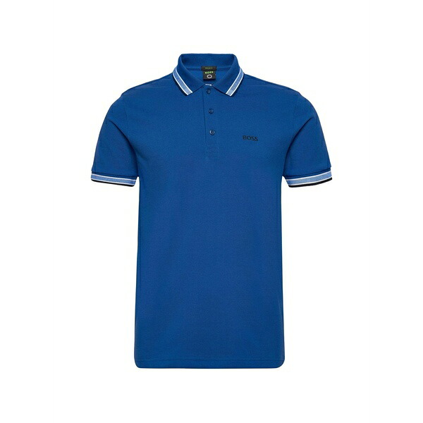 元締め メンズ スポーツシャツ トップス Contrast-trim polo shirt Blue