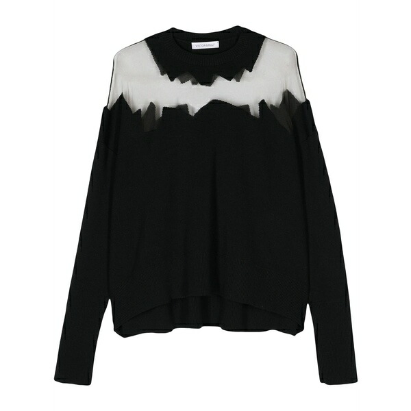 ビクターアンドロルフ レディース 編み物\u0026スウェーター アウター Semi-sheer panel sweater Black