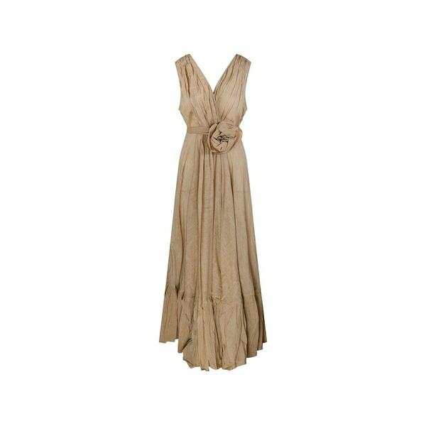 メドモワゼル レディース 衣装 トップス Flower-detail v-neck dress Neutrals レディースファッション-スーツ・セットアップ