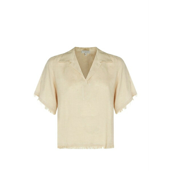 アントネリ レディース プルオーバー トップス Fringed v-neck t-shirt Neutrals