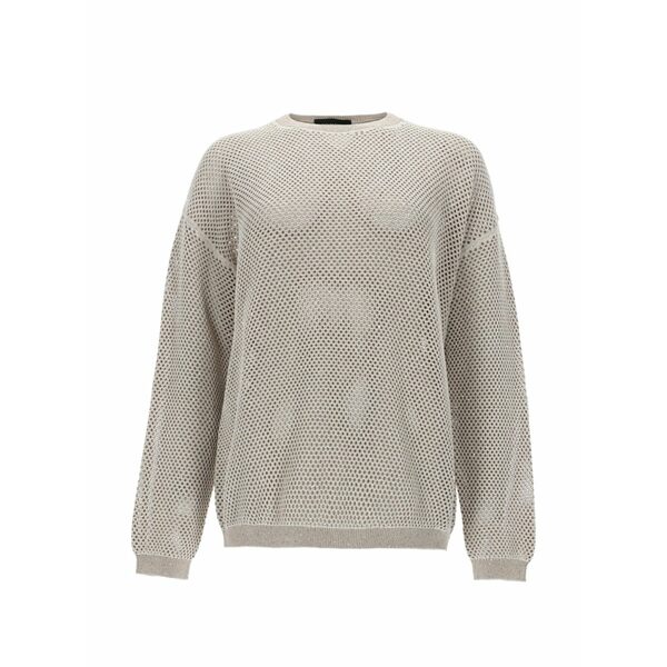 ファビアナ フィリッピ レディース 編み物\u0026ティーシャツ アウター Open-knit drop-shoulder sweater Grey