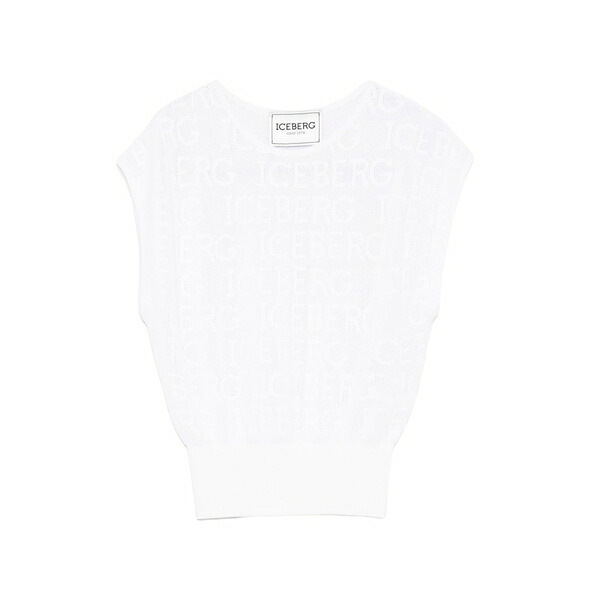 アイスバーグレタス レディース カットソー トップス Logo-pattern vest White