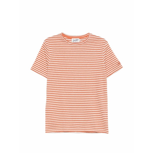 エムシーツーセイントバース メンズ Tシャツ トップス Dover striped t-shirt Orange｜asty