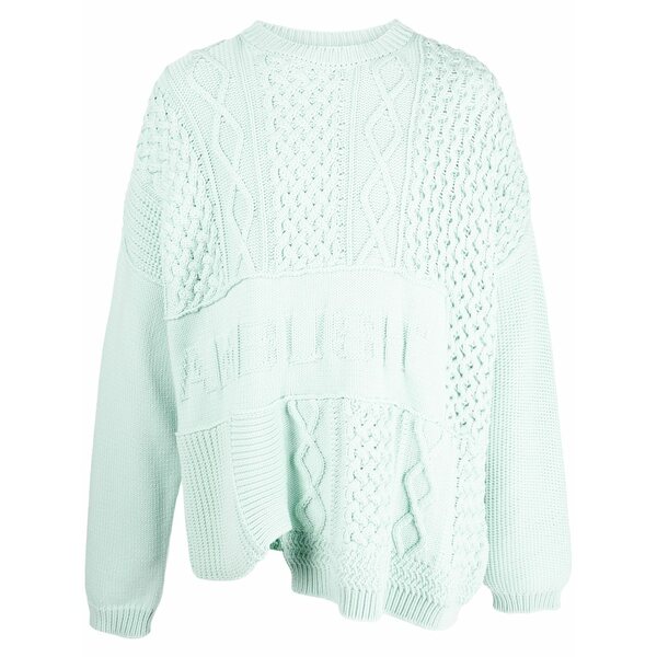 アンブッシュ メンズ 編み物\u0026プルオーバー アウター Patchwork knitted jumper Green
