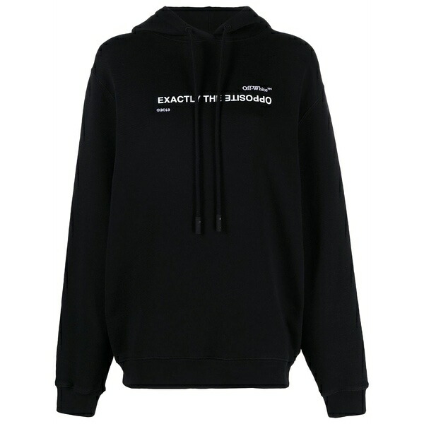 象牙色 レディース パーカー・スウェットシャツ アウター Slogan-print drawstring hoodie Black