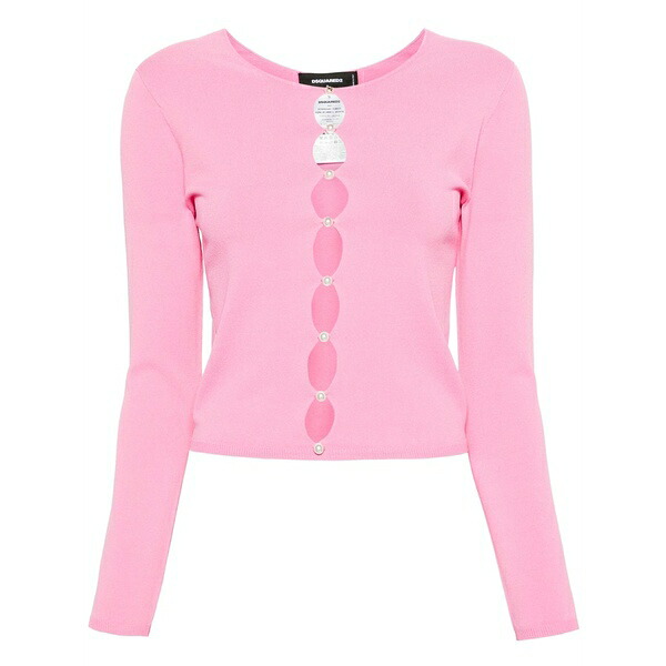 ディースクエアード レディース ジレー アウター Faux-pearl cut-out cardigan Pink