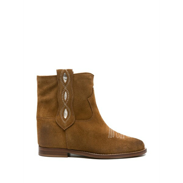 ヴィアローマ15 レディース ブーツ シューズ Round-toe stitched boots Brown