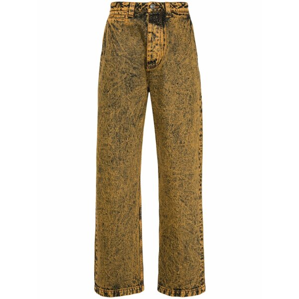 マルニ メンズ デニムパンツ ボトムス Marble-dyed tapered jeans Yellow|asty