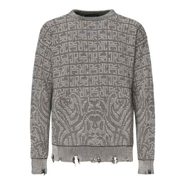 ジョン リッチモンド メンズ パーカー・スウェットシャツ アウター Frayed-hem sweater Grey