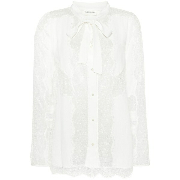 パロッシュ レディース プルオーバー トップス Semi-sheer lace shirt White